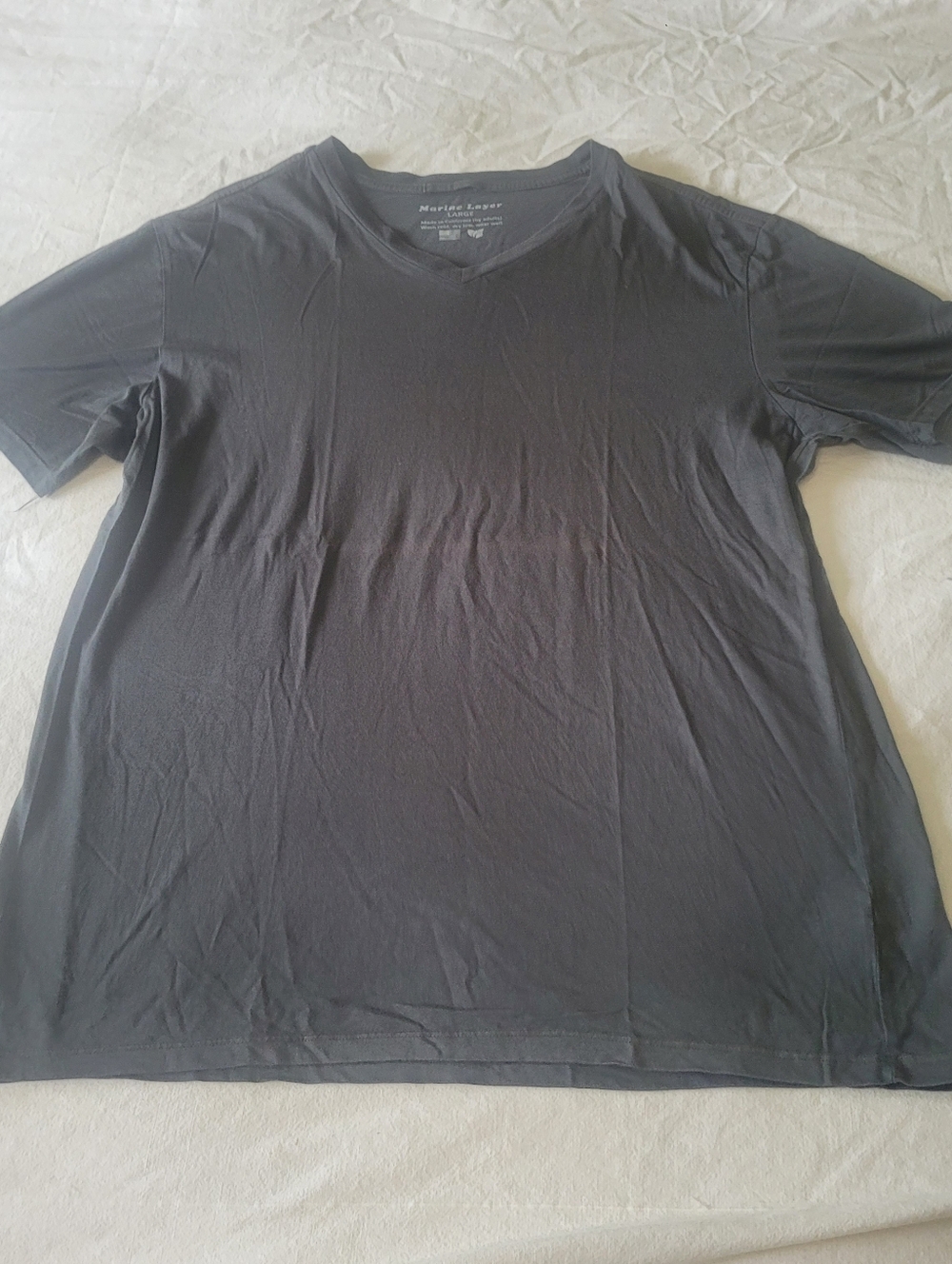 Marine Layer V Neck Tee Mens Size Large Dark Gray Minimalist Resort Casual Beach